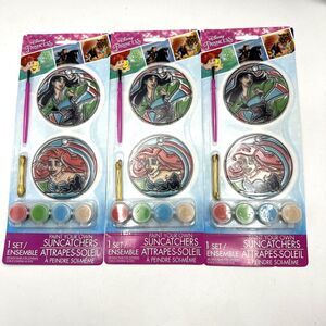 Disney Ariel Mermaid & Mulan Suncatchers Paint your own set 3PK NEW